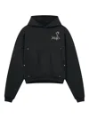 Rough Floral-print Pocket Hoodie In Black