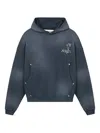 Rough Floral-print Pocket Hoodie In Blue