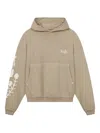Rough Floral-print Pocket Hoodie In Brown
