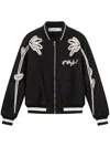 Rough Floral Varsity Jacket In 黑色