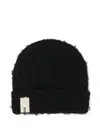 Rough Frayed Beanie Hat In Black