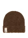 Rough Fuzzy Logo-patch Beanie In Brown