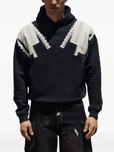 Rough Giagia Crochet-trim Hoodie In Black