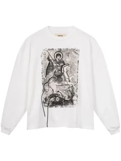 Rough Graphic-print Sweatshirt In 白色