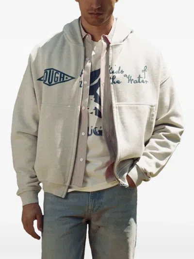 Rough Kymata Embroidered Zip-up Hoodie In Gray