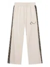 Rough Lace-insert Side-stripe Track Pants In White