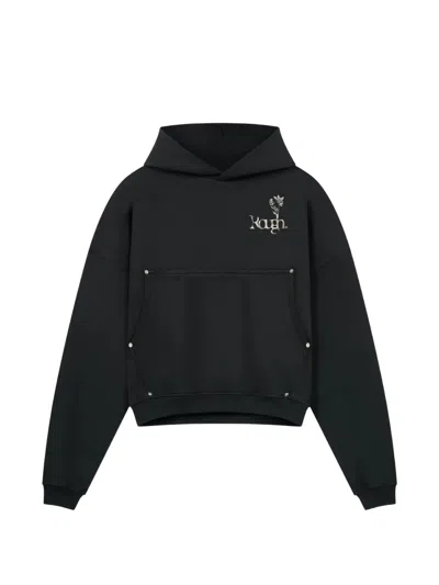 Rough Logo Hoodie In Black