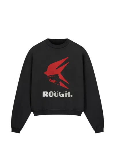 Rough Logo-print Crew-neck Sweatshirt In Black