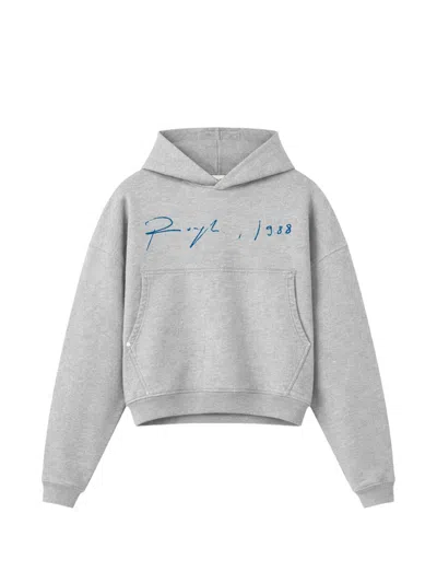 Rough Logo-print Hoodie In Gray