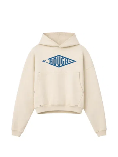 Rough Logo-print Hoodie In Neutral