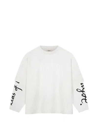 Rough Long-sleeve Crew-neck T-shirt In White