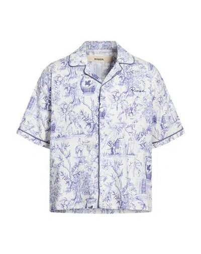 Rough . Man Shirt Purple Size L Cotton, Polyester, Elastane In Blue
