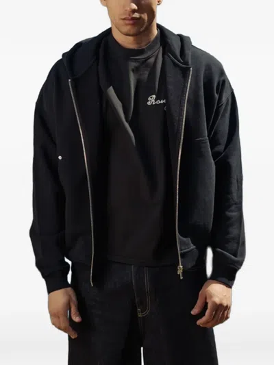 Rough Nyma Logo-embroidered Zip-up Hoodie In Black