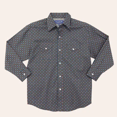 Rough Stock Kids' Boys' Indigo Geo Print Long Sleeve Pearl Snap Western Shirt In Black