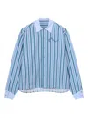 Rough Striped Button-up Shirt In Blue