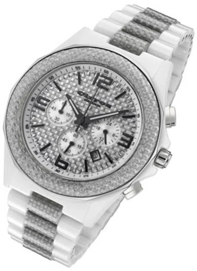 Pre-owned Rougois Watches Rougois Cirros Milan White Ceramic & Silver Carbon Fiber Mens Chronograph Watch