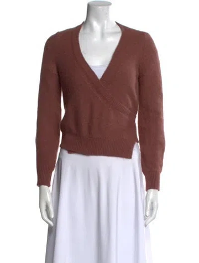 Pre-owned Rouje Angora V-neck Sweater In Brown