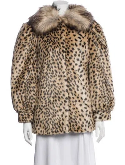 Pre-owned Rouje Animal Print Faux Fur Jacket In Brown