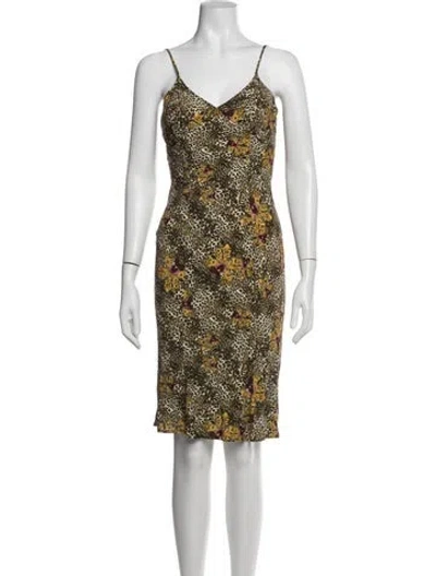 Pre-owned Rouje Animal Print Knee-length Dress In Brown