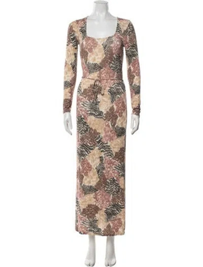 Pre-owned Rouje Animal Print Long Dress W/ Tags In Brown