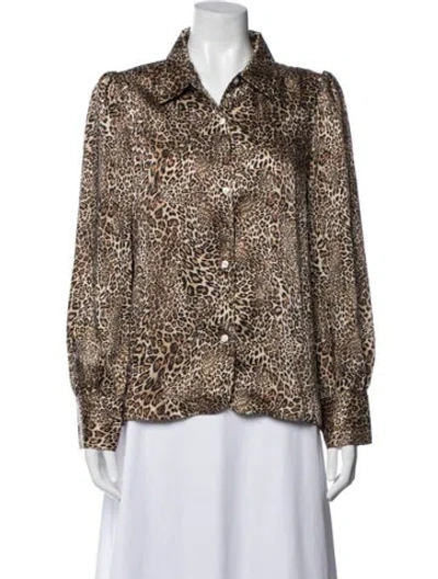 Pre-owned Rouje Animal Print Long Sleeve Blouse In Neutral