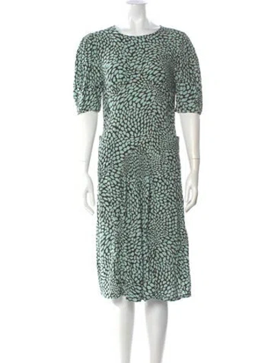 Pre-owned Rouje Animal Print Midi Length Dress In Green