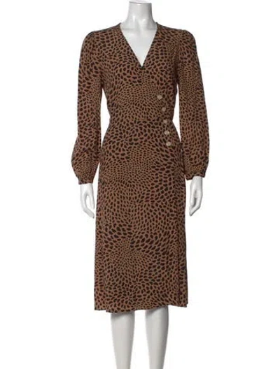 Pre-owned Rouje Animal Print Midi Length Dress In Neutral