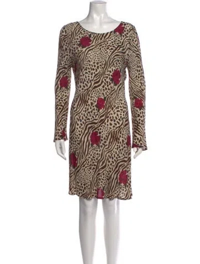 Pre-owned Rouje Animal Print Mini Dress In Brown