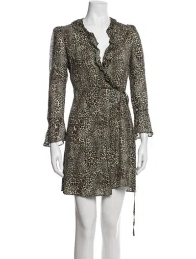 Pre-owned Rouje Animal Print Mini Dress In Neutral