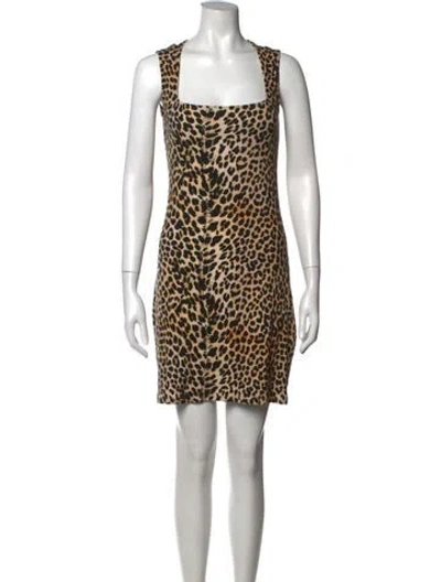 Pre-owned Rouje Animal Print Mini Dress In Neutrals