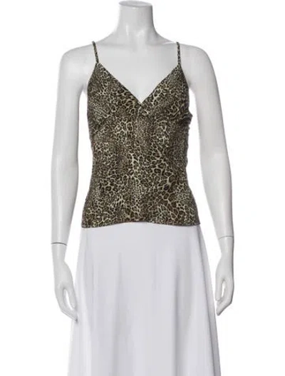 Pre-owned Rouje Animal Print V-neck Top In Blue
