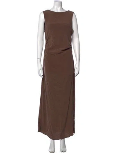 Pre-owned Rouje Bateau Neckline Long Dress In Brown