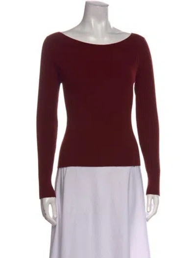 Pre-owned Rouje Bateau Neckline Long Sleeve Top In Burgundy