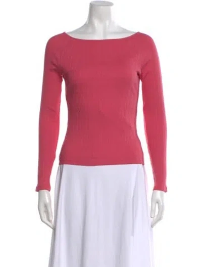Pre-owned Rouje Bateau Neckline Long Sleeve Top In Pink