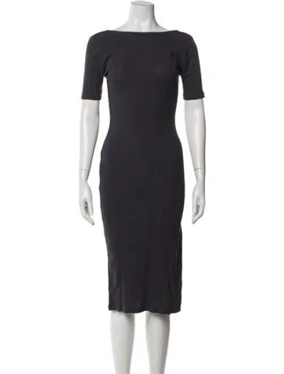 Pre-owned Rouje Bateau Neckline Midi Length Dress In Gray
