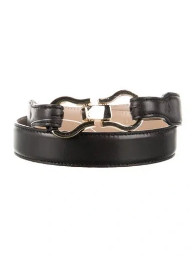 Pre-owned Rouje Calf Leather Waist Belt In Black