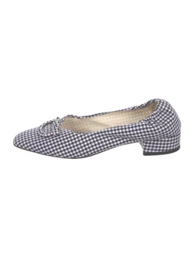 Pre-owned Rouje Canvas Plaid Print Flats In Multi