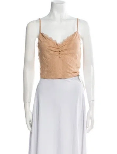 Pre-owned Rouje Cowl Neck Sleeveless Crop Top In Neutral