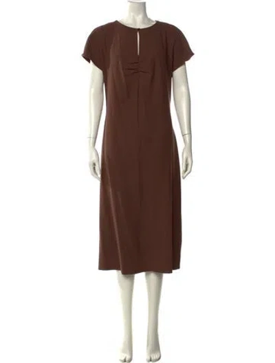 Pre-owned Rouje Crew Neck Midi Length Dress In Brown