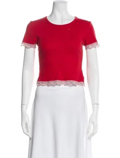Pre-owned Rouje Crew Neck Short Sleeve Crop Top In Red