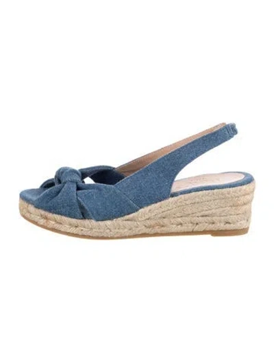 Pre-owned Rouje Denim Slingback Pumps In Blue