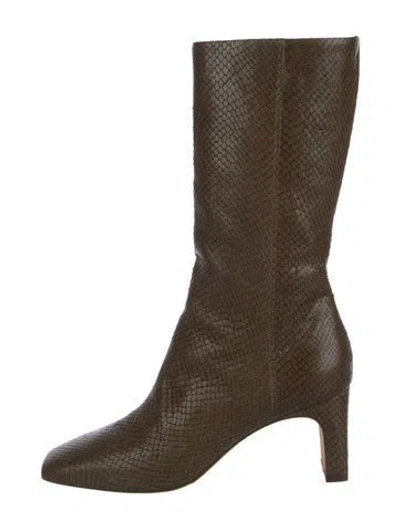 Pre-owned Rouje Embossed Leather Boots In Brown