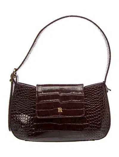 Pre-owned Rouje Embossed Leather Shoulder Bag In Purple