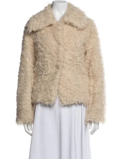 Pre-owned Rouje Faux Fur Jacket In Neutrals