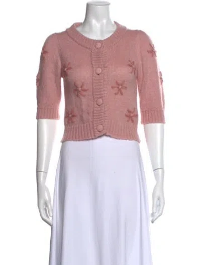 Pre-owned Rouje Floral Print Crew Neck Sweater In Pink