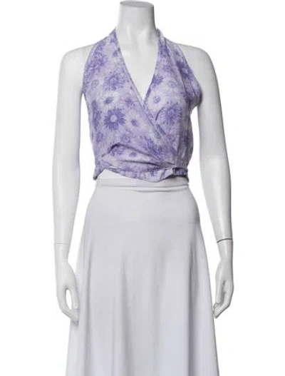 Pre-owned Rouje Floral Print Halterneck Top In Neutral