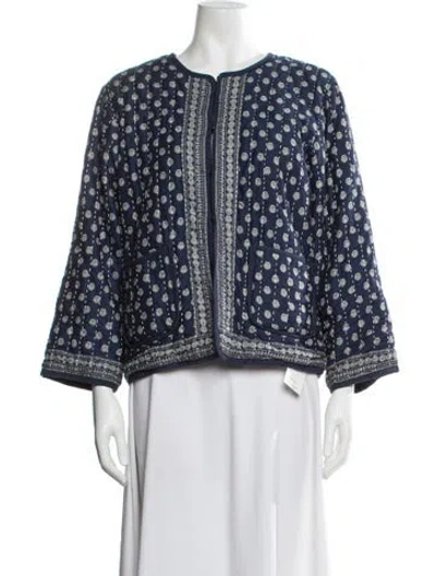 Pre-owned Rouje Floral Print Jacket In Blue