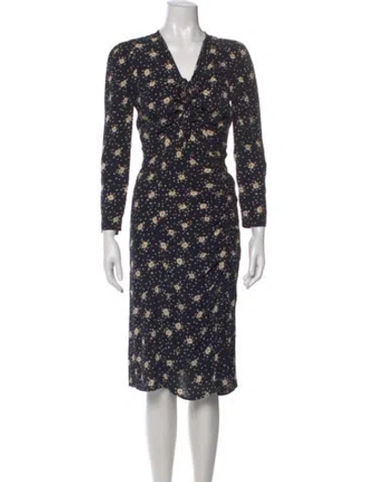 Pre-owned Rouje Floral Print Knee-length Dress In Black