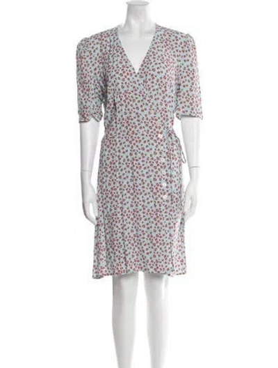 Pre-owned Rouje Floral Print Knee-length Dress In Blue