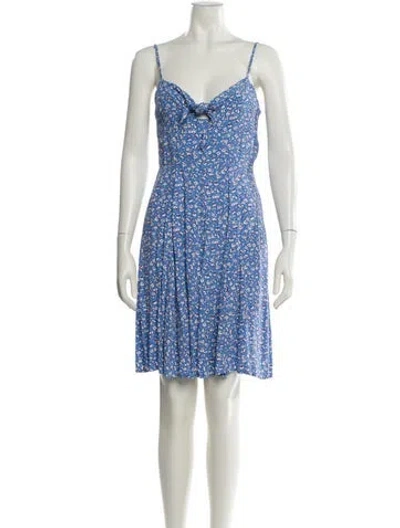 Pre-owned Rouje Floral Print Knee-length Dress In Blue
